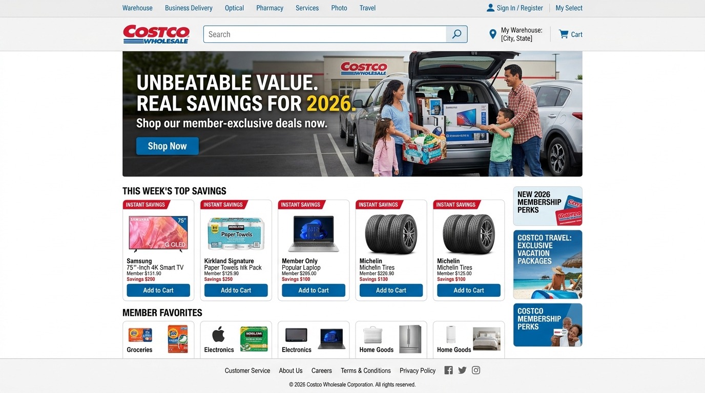 Official Costco website 2026 for real-savings