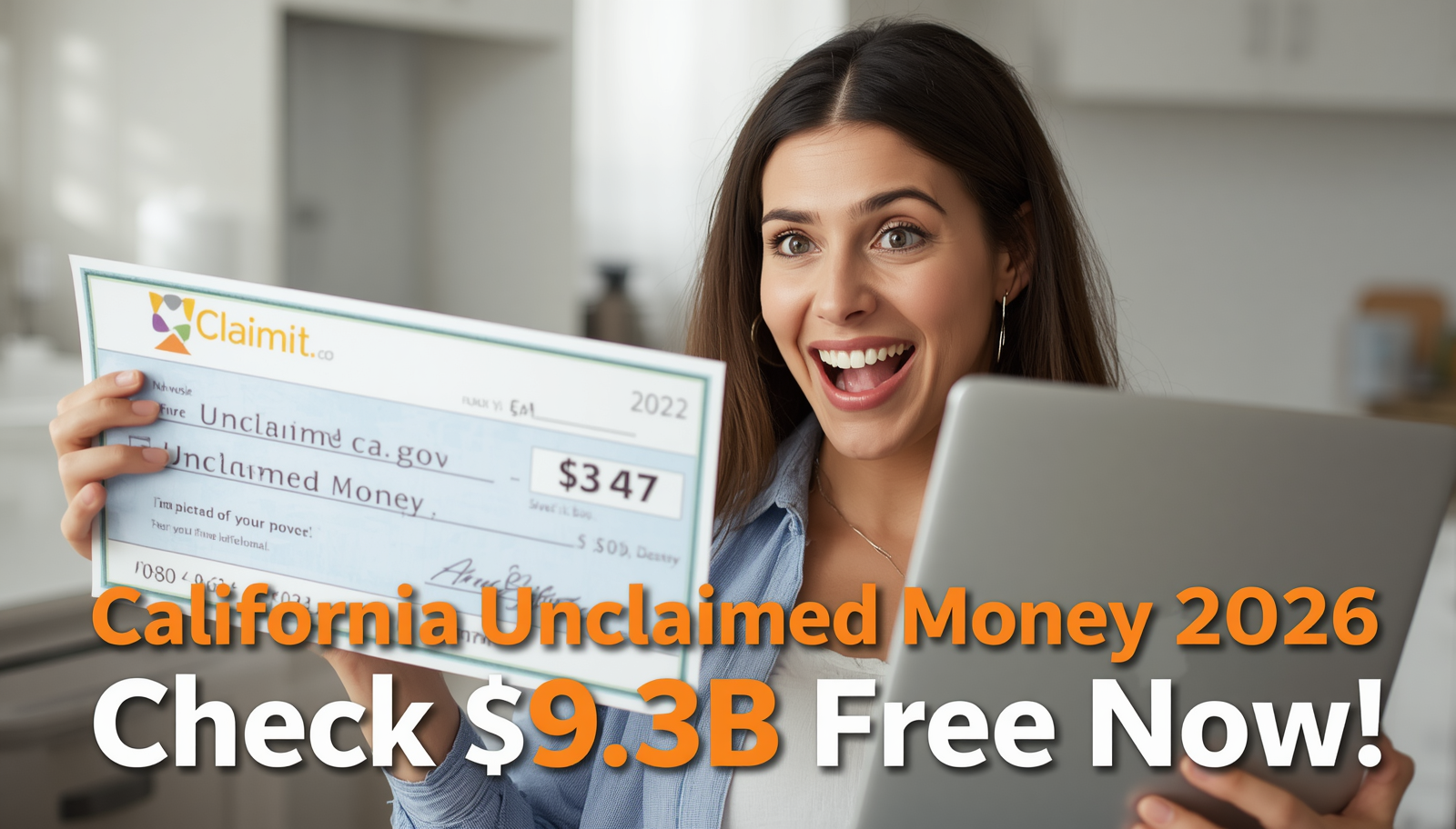 California mom checking california unclaimed money 2026 guide on laptop claimit.ca.gov website