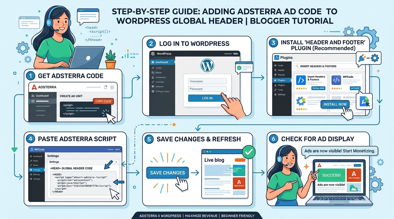 Adsterra Ads WordPress Add Adsterra ads to WordPress header