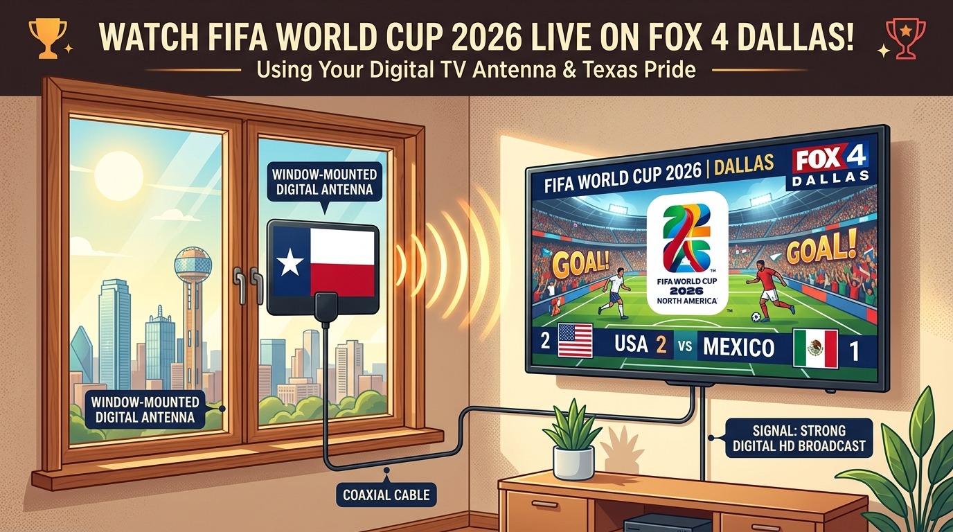 Digital TV antenna Fox Dallas FIFA 2026 free