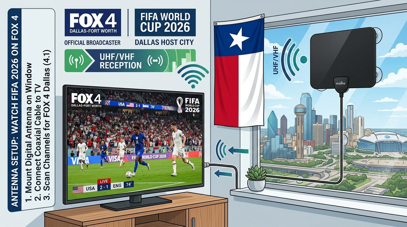Digital TV antenna Fox Dallas FIFA 2026 free