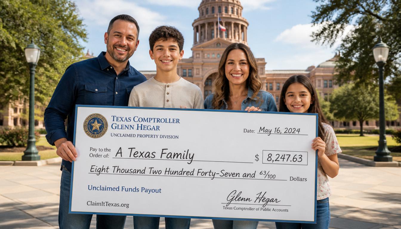Texas family receive unclaimed funds check