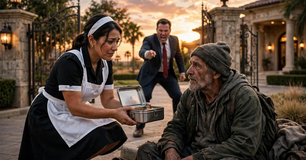 maid fired for feeding homeless man outside texas mansion - justice story